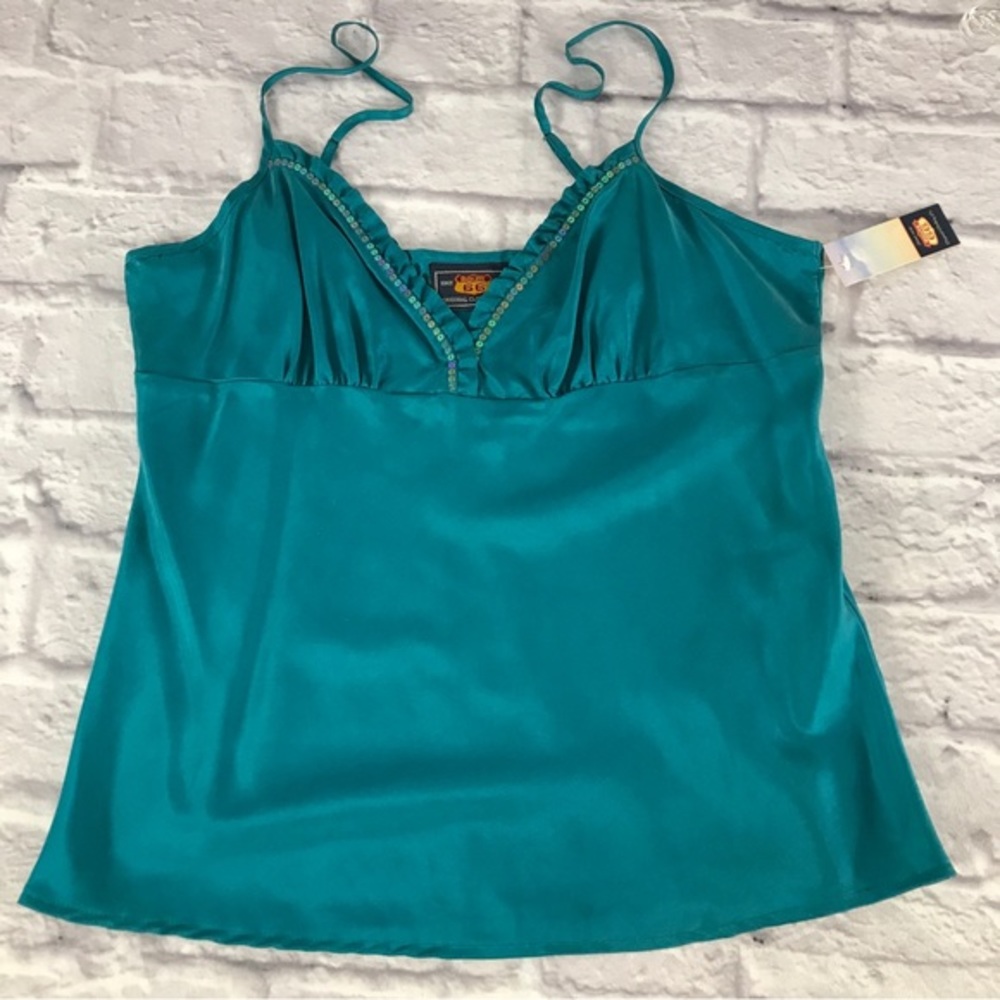 NWT Vintage Silk Cami Sequin Trim Route 66 Sz 6